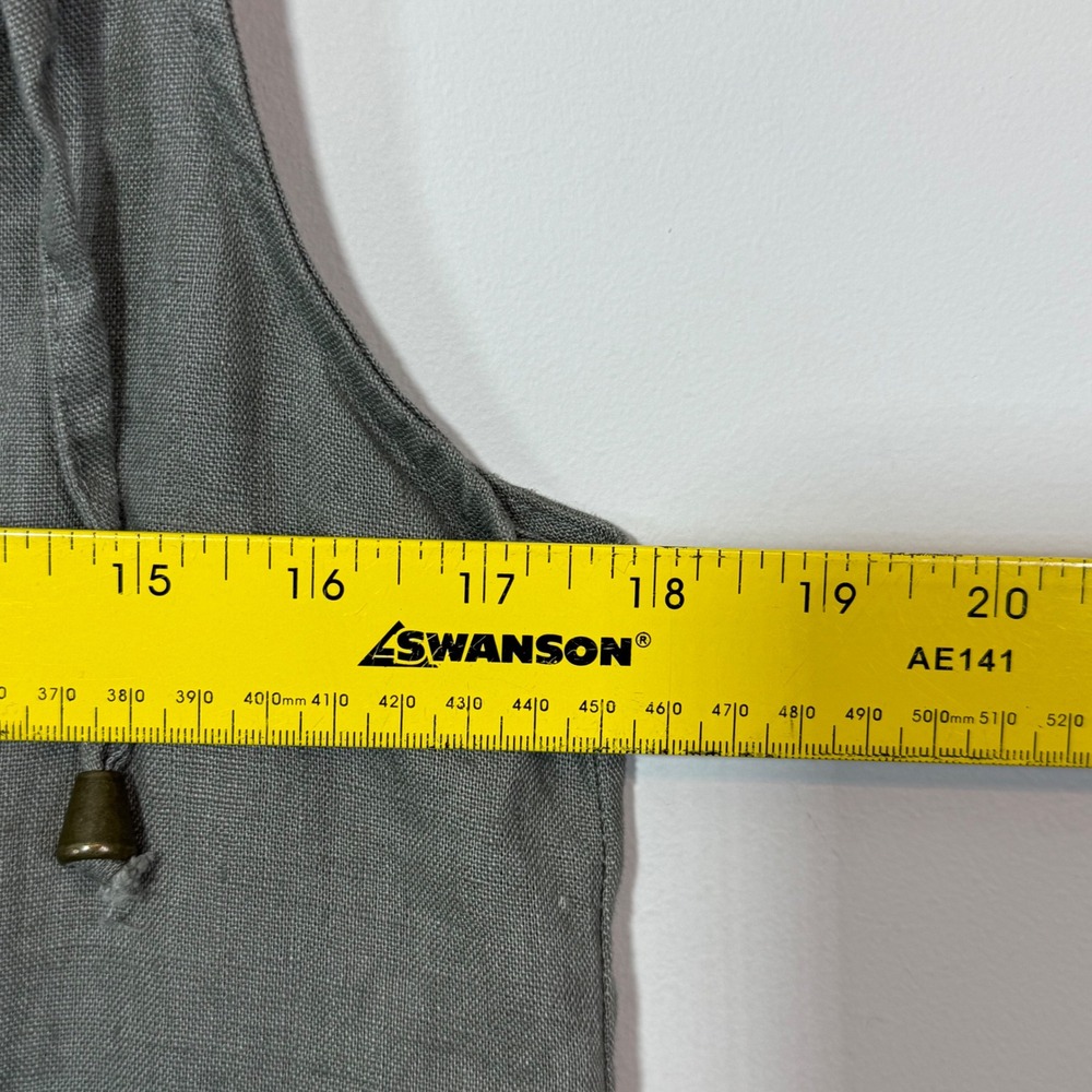 Excellent For Cynthia Linen Hooded Vest Women S Gray Excellent Sleeveless Button - Picture 4 of 6